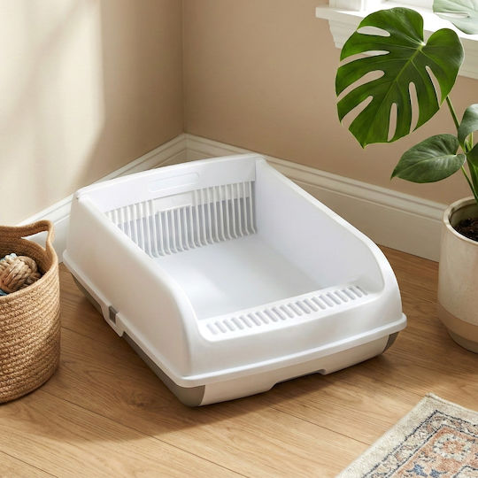 Costway Cutie Nisip Pisici Fără Capac Design Cu Sertar Tavă & Lopățică Detasabilă Albă Pv10466wh