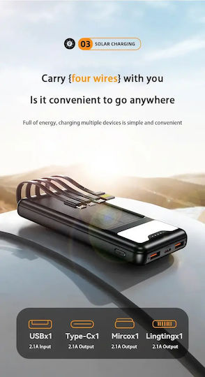 Andowl Q-DC79 Ηλιακό Power Bank 12000mAh με 2 Θύρες USB-A Μαύρο