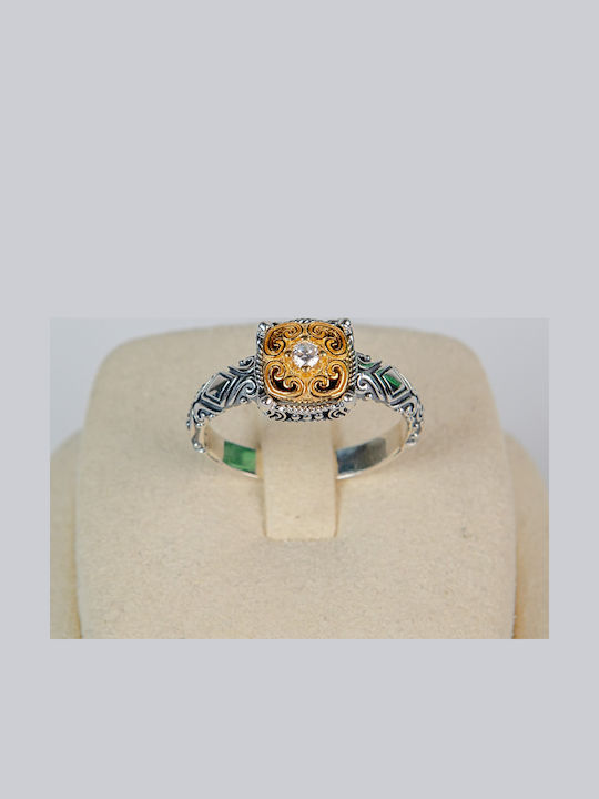Ring with Zircon made of Silver Gold Plated
