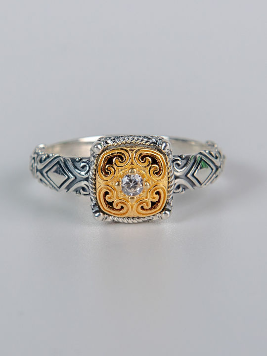 Ring with Zircon made of Silver Gold Plated
