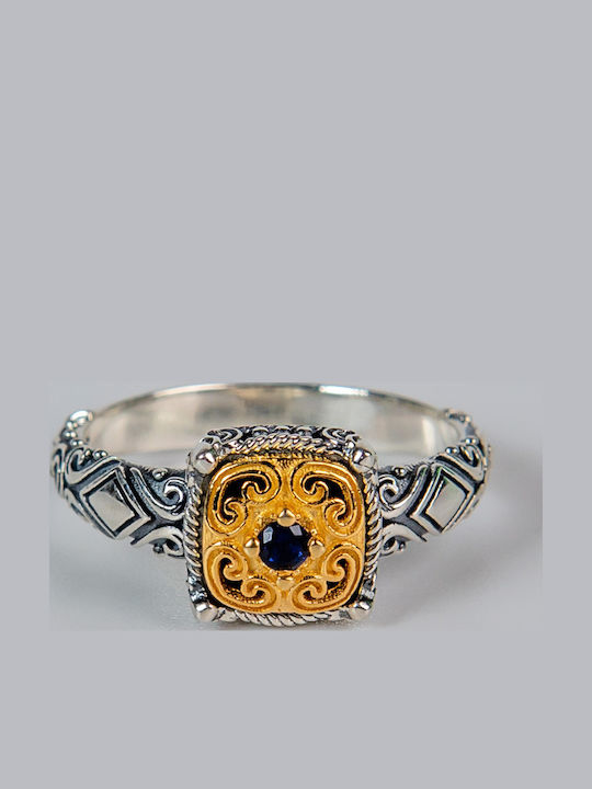 Ring with Zircon made of Silver Gold Plated