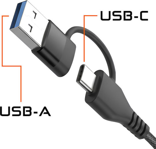 Linq 3-in-1 USB-C Hub USB 2.0 USB-C Stromversorgung Ethernet Rj45 Schwarz