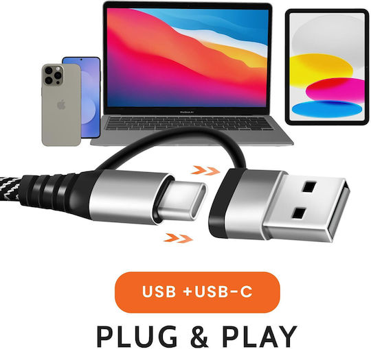 Linq 4-in-1 USB-C Hub 2x USB 2.0 2x USB-C Audio Synchronization Gray