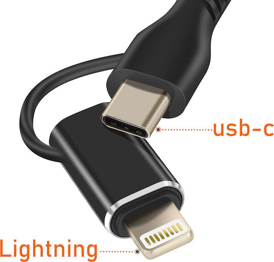Linq USB-C + Lightning Мултипорт Хъб Многофункционален OTG Четец На Карти Черен