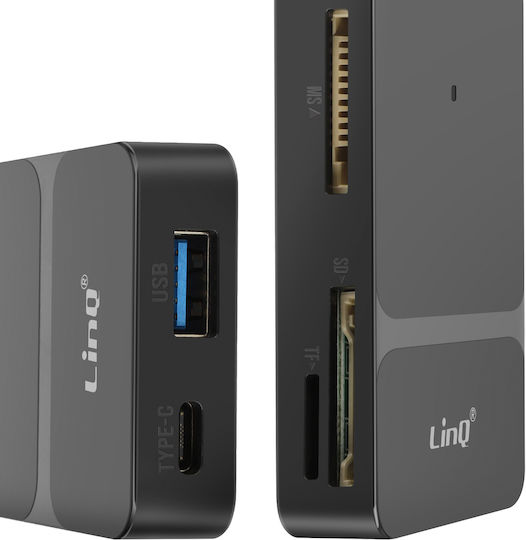 Linq USB-C + Lightning Мултипорт Хъб Многофункционален OTG Четец На Карти Черен