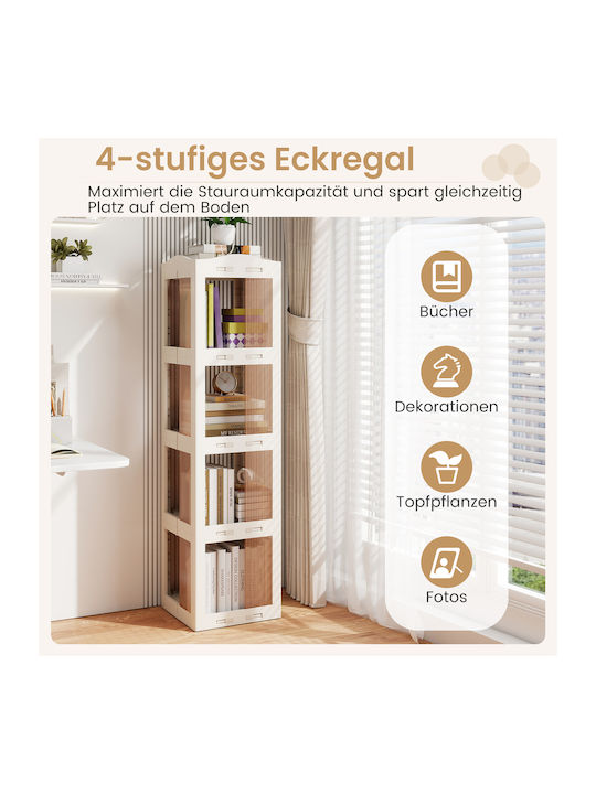 Corner Bookcase White 36.5x36x141.5cm