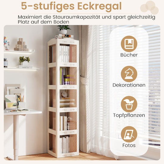 Corner Bookcase Transparent White 36.5x36x174 cm