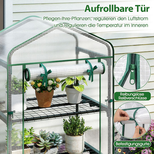 Costway GT4546WH Θερμοκήπιο με Μεταλλικό Σκελετό και Ράφια 0.69x0.48x1.9m