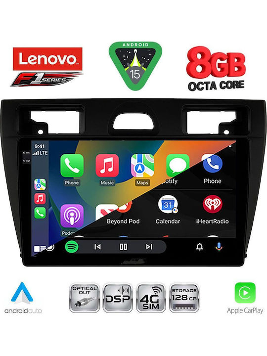 Lenovo Car Audio System for Ford Fiesta 2005-2008 (Bluetooth/USB/WiFi/GPS/Apple-Carplay/Android-Auto) with Touch Screen 9"