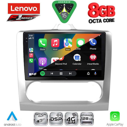 Lenovo Ηχοσύστημα Αυτοκινήτου για Ford Focus 2005-2012 με Clima (Bluetooth/USB/WiFi/GPS/Apple-Carplay/Android-Auto) με Οθόνη Αφής 9"