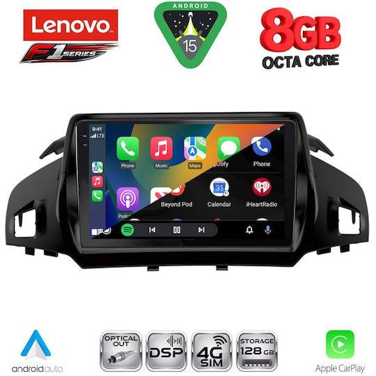 Lenovo Ηχοσύστημα Αυτοκινήτου για Ford Kuga / C-Max 2013-2019 (Bluetooth/USB/WiFi/GPS/Apple-Carplay/Android-Auto) με Οθόνη Αφής 9"