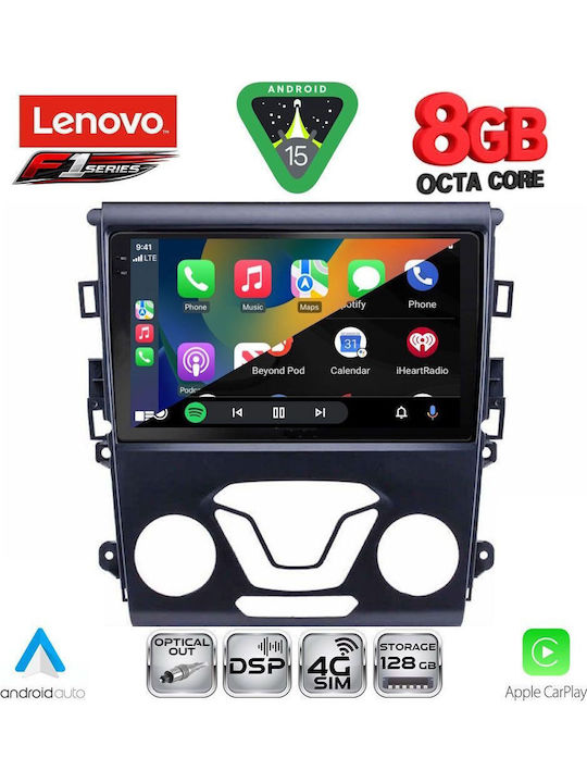 Lenovo Car Audio System for Ford Mondeo 2014-2023 with A/C (Bluetooth/USB/WiFi/GPS/Apple-Carplay/Android-Auto) with Touch Screen 9"