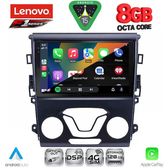Lenovo Ηχοσύστημα Αυτοκινήτου για Ford Mondeo 2014-2023 με A/C (Bluetooth/USB/WiFi/GPS/Apple-Carplay/Android-Auto) με Οθόνη Αφής 9"