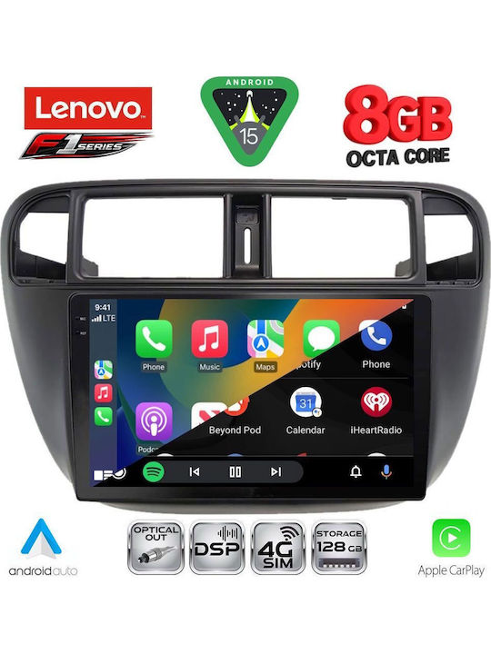 Lenovo Car Audio System for Honda Civic 1995-2001 with A/C (Bluetooth/USB/WiFi/GPS/Apple-Carplay/Android-Auto) with Touch Screen 9"