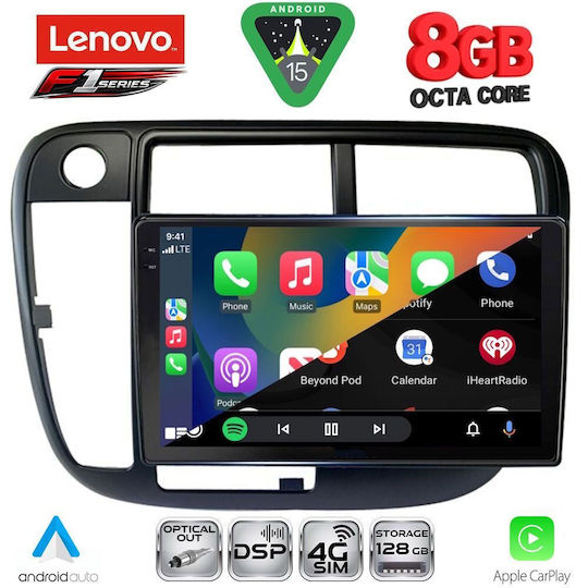 Lenovo Ηχοσύστημα Αυτοκινήτου για Honda Civic 1995-2001 με Clima (Bluetooth/USB/WiFi/GPS/Apple-Carplay/Android-Auto) με Οθόνη Αφής 9"