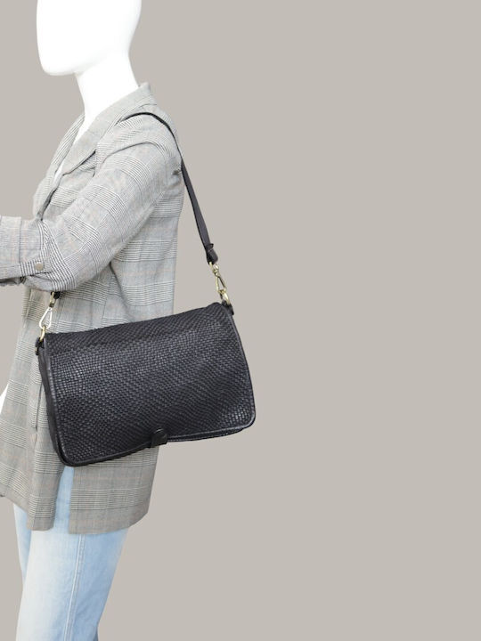 Black Leather Women's Flap Bag