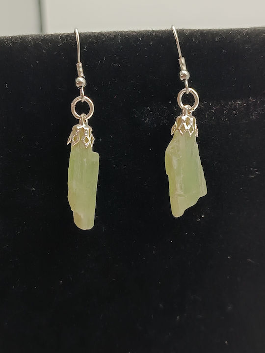 Raw Green Kyanite Steel Earrings with Fastenings