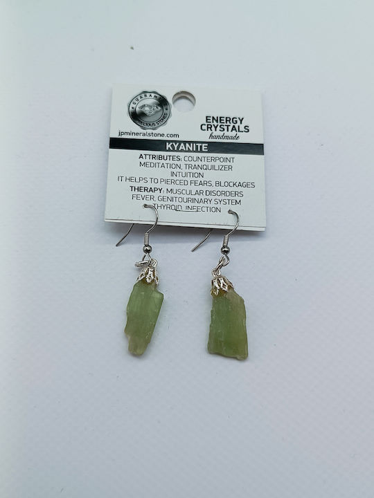 Raw Green Kyanite Steel Earrings with Fastenings
