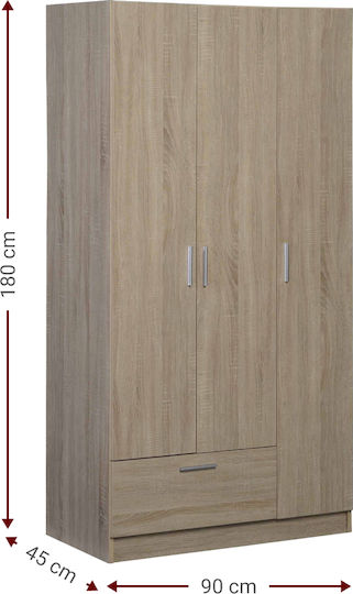 Тройна врата Гардероб Wilson 3ds Венге 90x45x180см