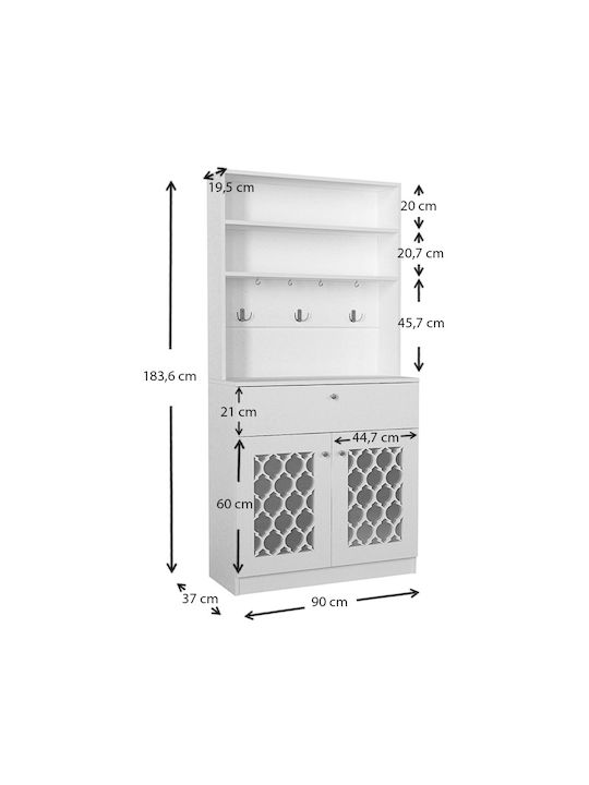 Στήλη Κουζίνας Axel 90x37x183.6cm Λευκό
