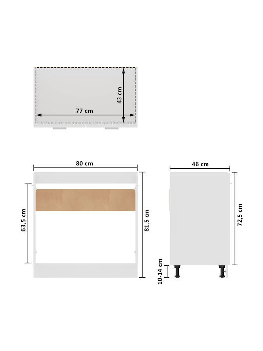 Dulap pentru Chiuvetă Alb 50x46x81.5buc