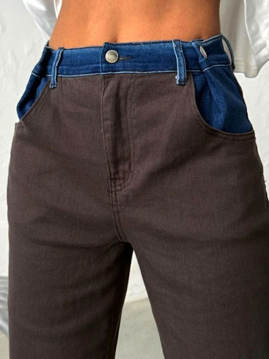 Ψηλόμεσο Γυναικείο Jean Παντελόνι σε Boyfriend Εφαρμογή Brown