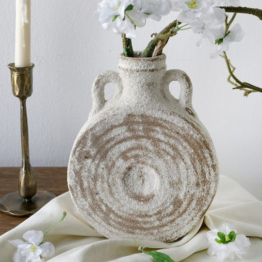 Artekko Διακοσμητικό Βάζο Κεραμικό Antique Λευκό Φ18.5xΥ23cm