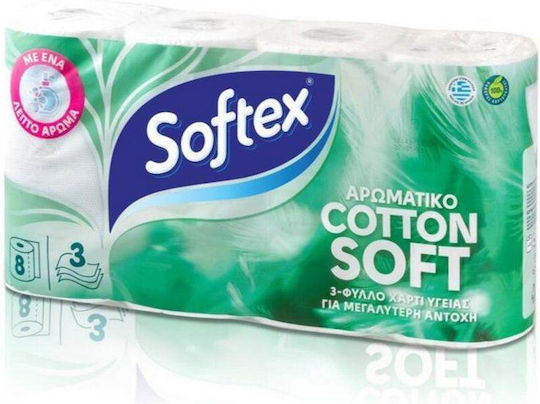 Softex Cotton Soft Χαρτί Υγείας 8 Ρολά 3 Φύλλων (85gr/Ρολό)