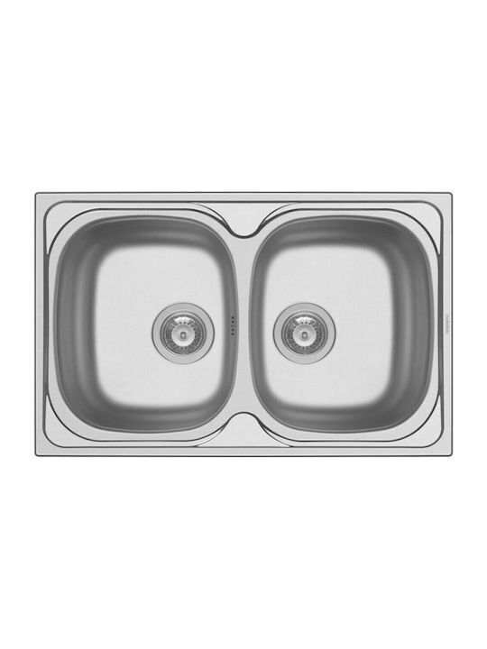 Pyramis Inset Ένθετος Νεροχύτης Inox Μ79xΠ50cm Ασημί