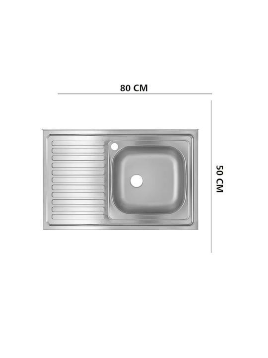 Freddo Ένθετος Νεροχύτης Δεξιός Inox Μ50xΠ80cm Γκρι