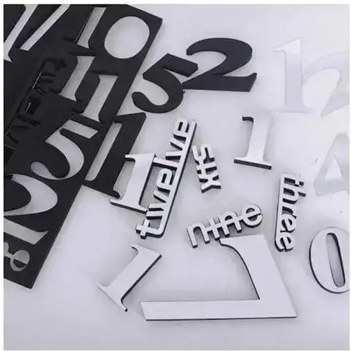 Mirror Numbers And Letters Do It Yourself Black 3D Wanduhr Aufkleber Kunststoff Schwarz