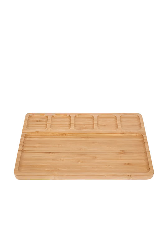 KMT Style Shallow Rectangular Wooden Beige Serving Plate 23x32cm
