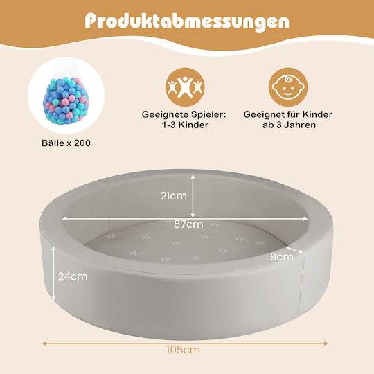 Costway Ball Pit made of Fabric 105x105cm. Gray