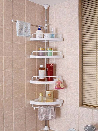 Corner Wall Mounted Bathroom Shelf Plastic with 4 Shelves Blue