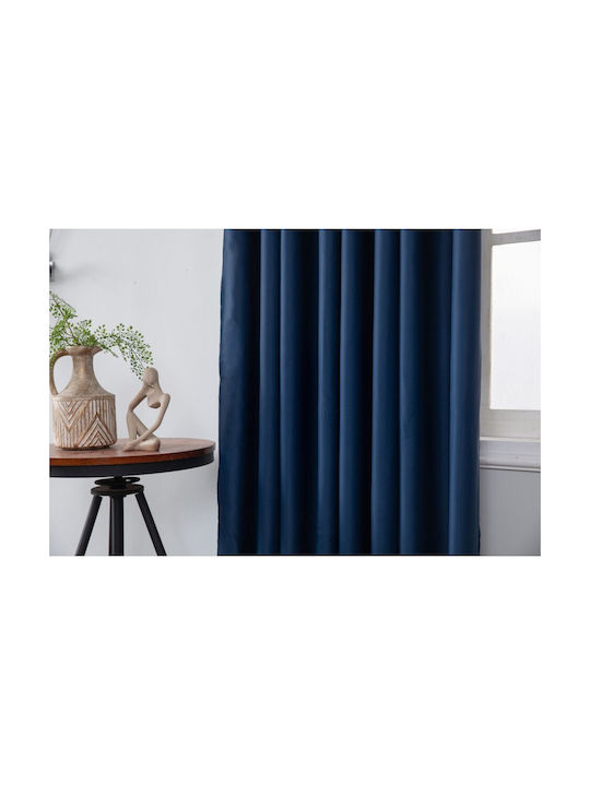 Mc Decor Blackout Curtain with Blue Grommets 140x265cm