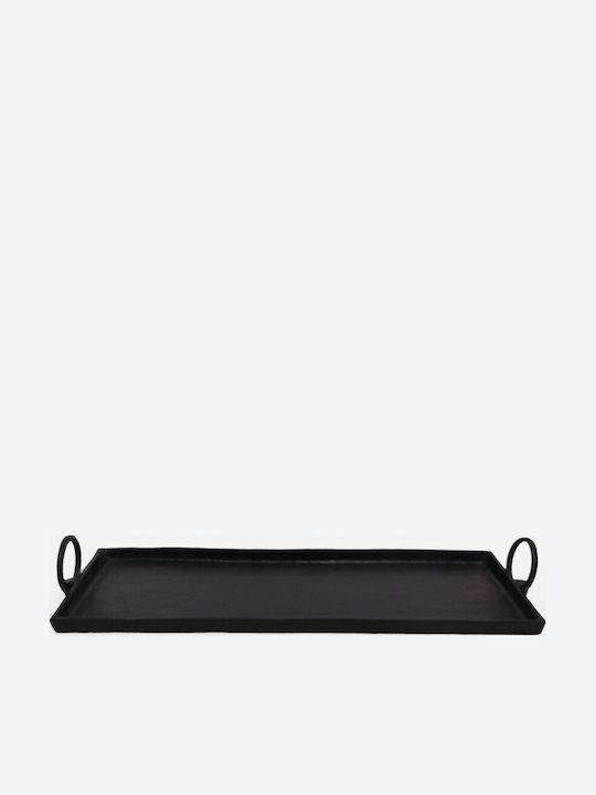 InTheBox Metal Dreptunghiular Tavă de Servire cu Mânere în Culoare Negru 75x24x3cm 028997 1buc
