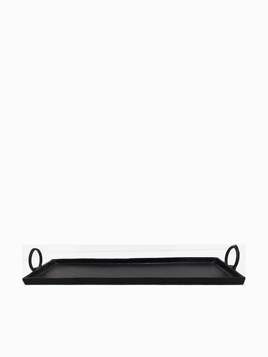 InTheBox Metal Dreptunghiular Tavă de Servire cu Mânere în Culoare Negru 75x24x3cm 028997 1buc