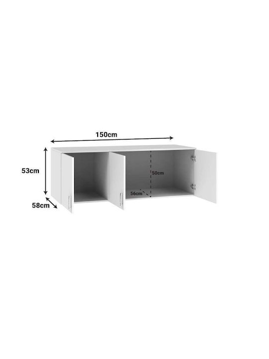 Pakketo Royal Rechteckig Loft-Schrank aus Spanplatte White 150x58x6cm 361-000115 1Stück