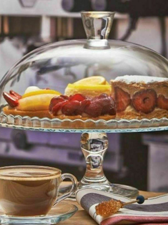 Espiel Patisserie Τουρτιέρα Γυάλινη με Καπάκι & Πόδι Διάφανη 32x26x27εκ.