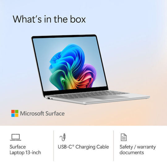 Microsoft Surface Laptop Copilot+ PC 13" Touchscreen (Snapdragon-X Plus/16GB/256GB SSD/W11 Home) Platinum (International English Keyboard)