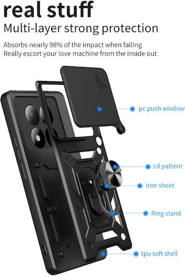 Techsuit Camshield Serie Rückseite Umschlag Silikon / Kunststoff Schwarz Redmi Note 15 Pro+ / Poco M8 Pro