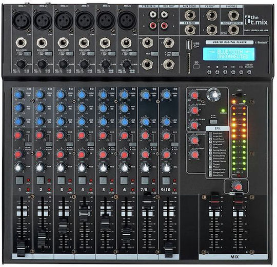 The t.mix 1202 FXMP USB Analoge Konsole 12 Kanäle mit Phantom Power & 6 XLR-Eingänge & Bluetooth