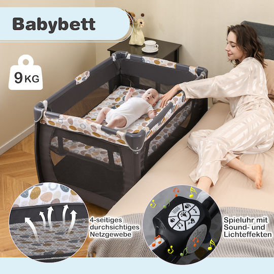 Costway Playpen with Changing Table & Mattress Blue 74x106cm
