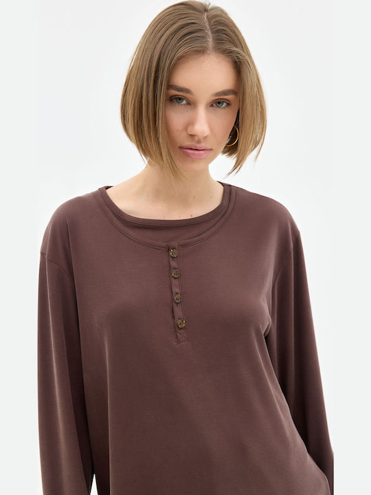 Long Sleeve Blouse Brown