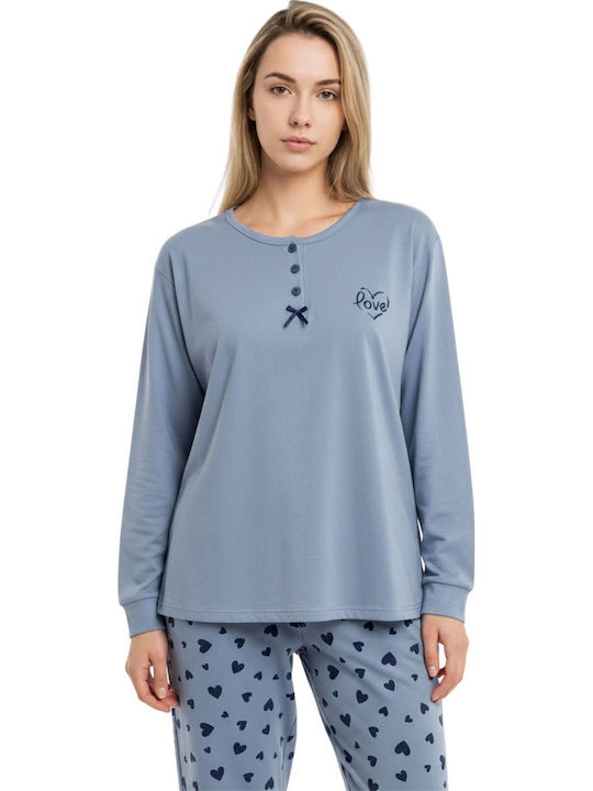 Lovelx Homewear Χειμερινό Γυναικείο Σετ Πιτζάμας Βαμβακερό Ραφ Lovelx Homewear Χειμερινό Γυναικείο Σετ Πιτζάμας Βαμβακερό Ραφ