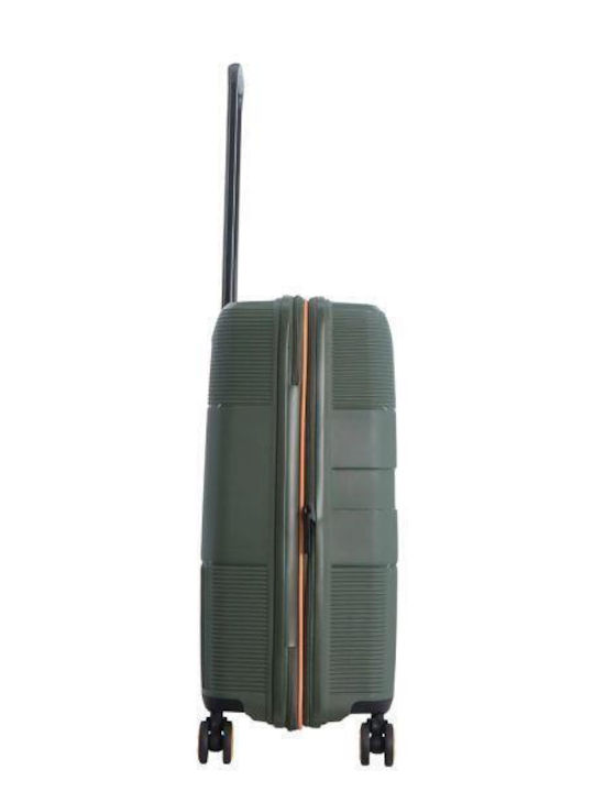 Discovery Medium Travel Suitcase Hard Khaki with 4 Wheels Height 65cm DL02H0.60.11