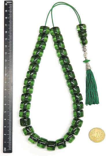 Roloi Komboloi Resin Worry Beads with 33 Beads Green 38cm
