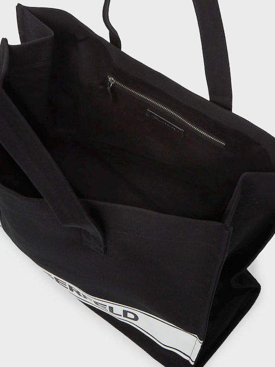Logo Fabric Women's Shoulder Bag Black