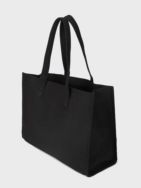 Logo Fabric Women's Shoulder Bag Black