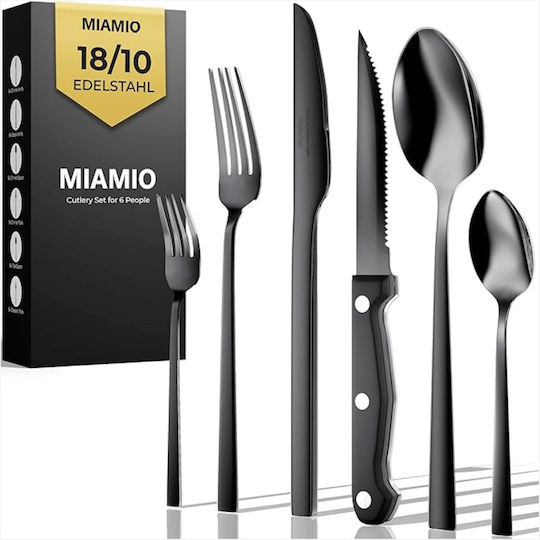 Miamio Set de Tacâmuri Inoxidabil Negre 36buc